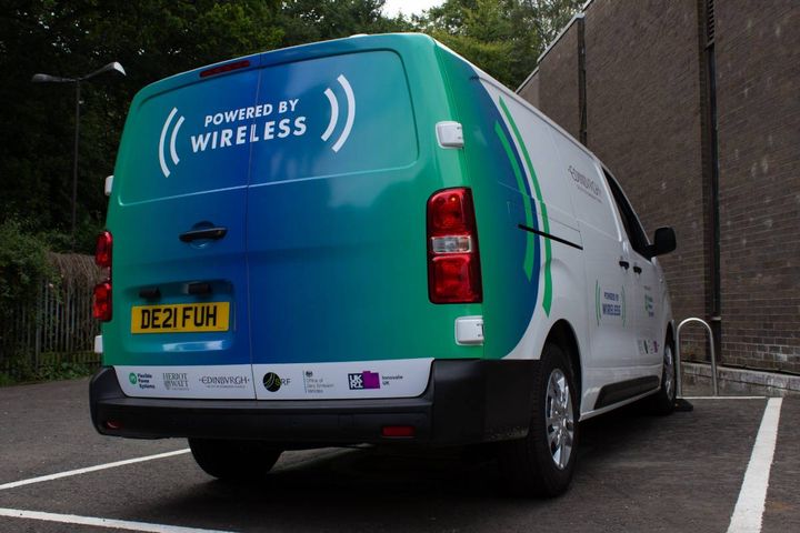 Four vans will be included in the initial trial. Charging pads underneath the vehicle are reported to provide a full charge in under an hour. - Photo: Flexible Power Systems