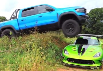 Watch Ram TRX (Barely) Jump Over Viper ACR For YouTube Fame