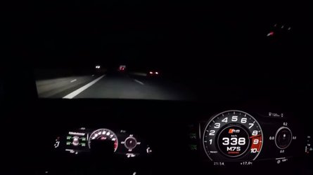 Supercharged Audi R8 Hits 210 MPH During Nighttime Autobahn Run