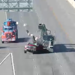 Big rig demonstrates why you shouldn't park on the interstate